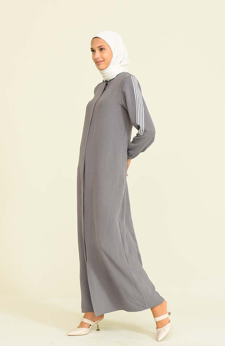 Stripe Abayas Grey Hijab Living