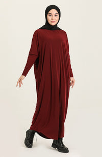 Claret Red Bat Sleeve Abayas