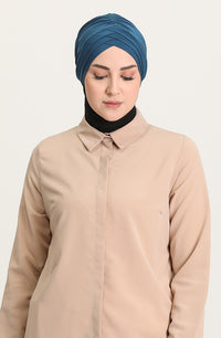 Criss-Cross Hijab Caps - Petrol