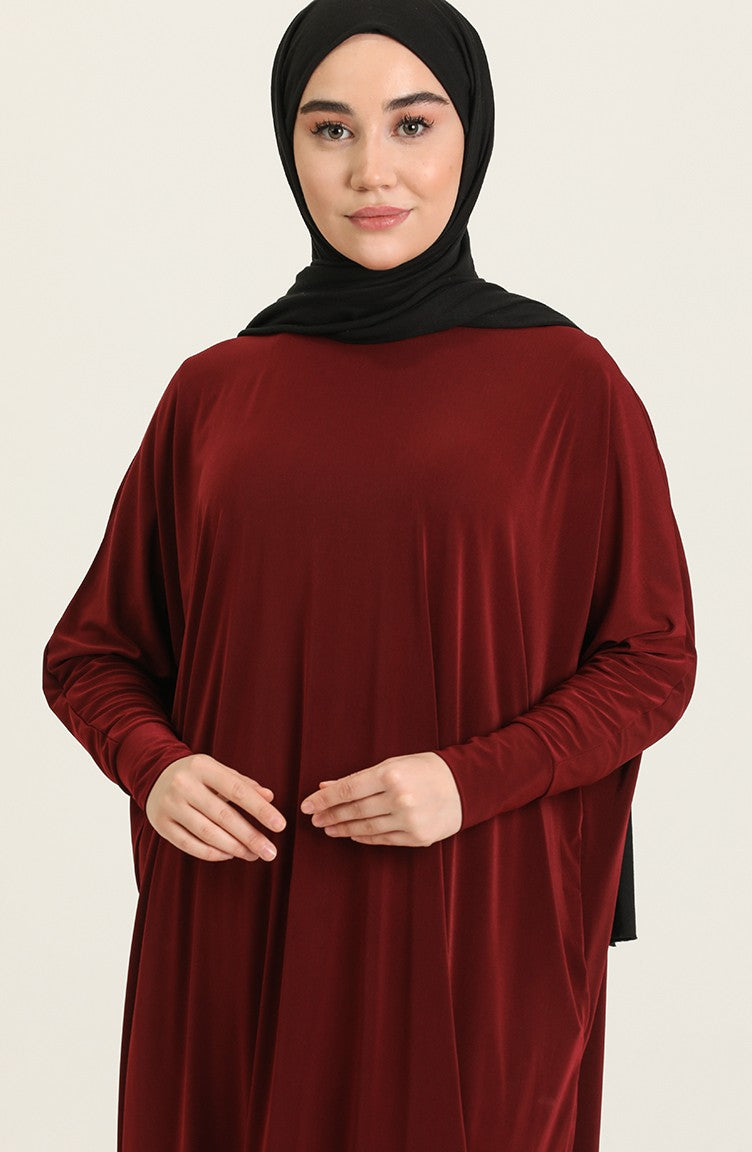 Claret Red Bat Sleeve Abayas