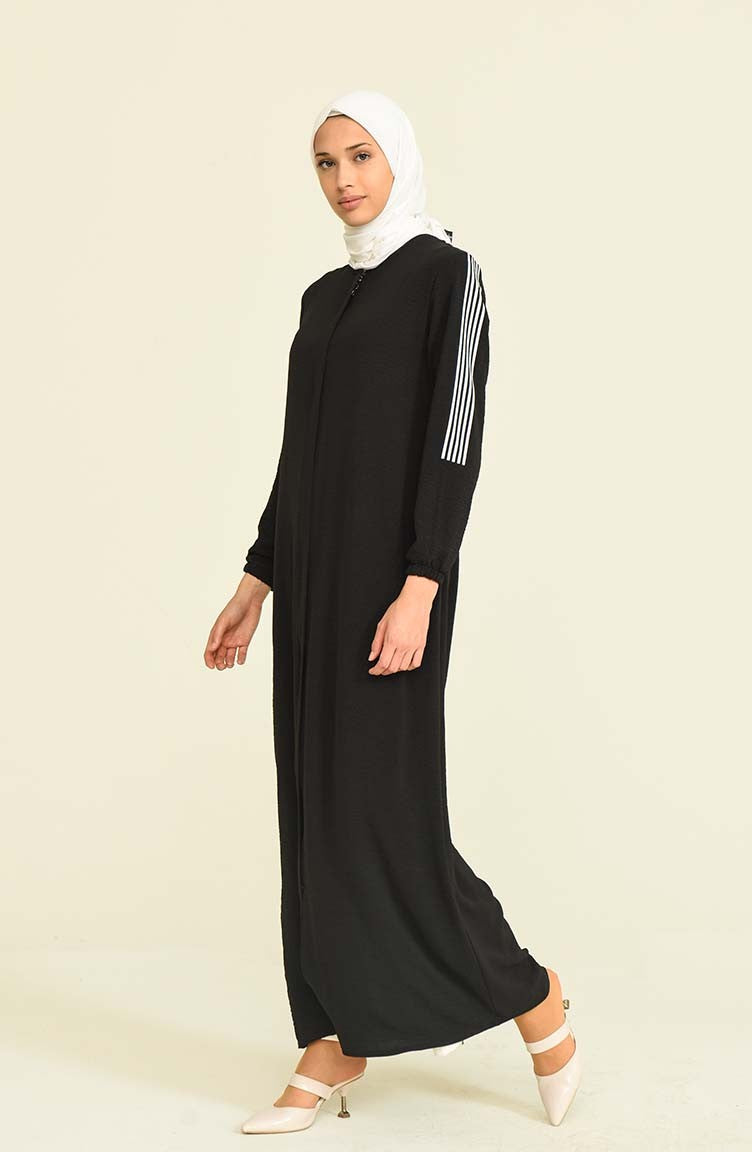 Stripe Abayas Black